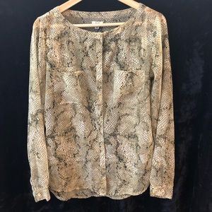 Snakeskin-print sheer blouse
